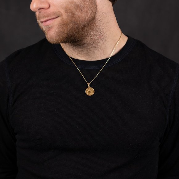 18k Gold Compass North Star Pendant Chain Mens Compass Necklace - Picture 11 of 16